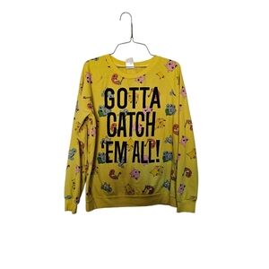 Pokemon Gotta Catch Them All Long Sleeve Shirt Yellow Sweater LG